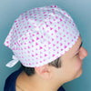 Pink Small Triangles on White Unisex Cute Scrub Cap