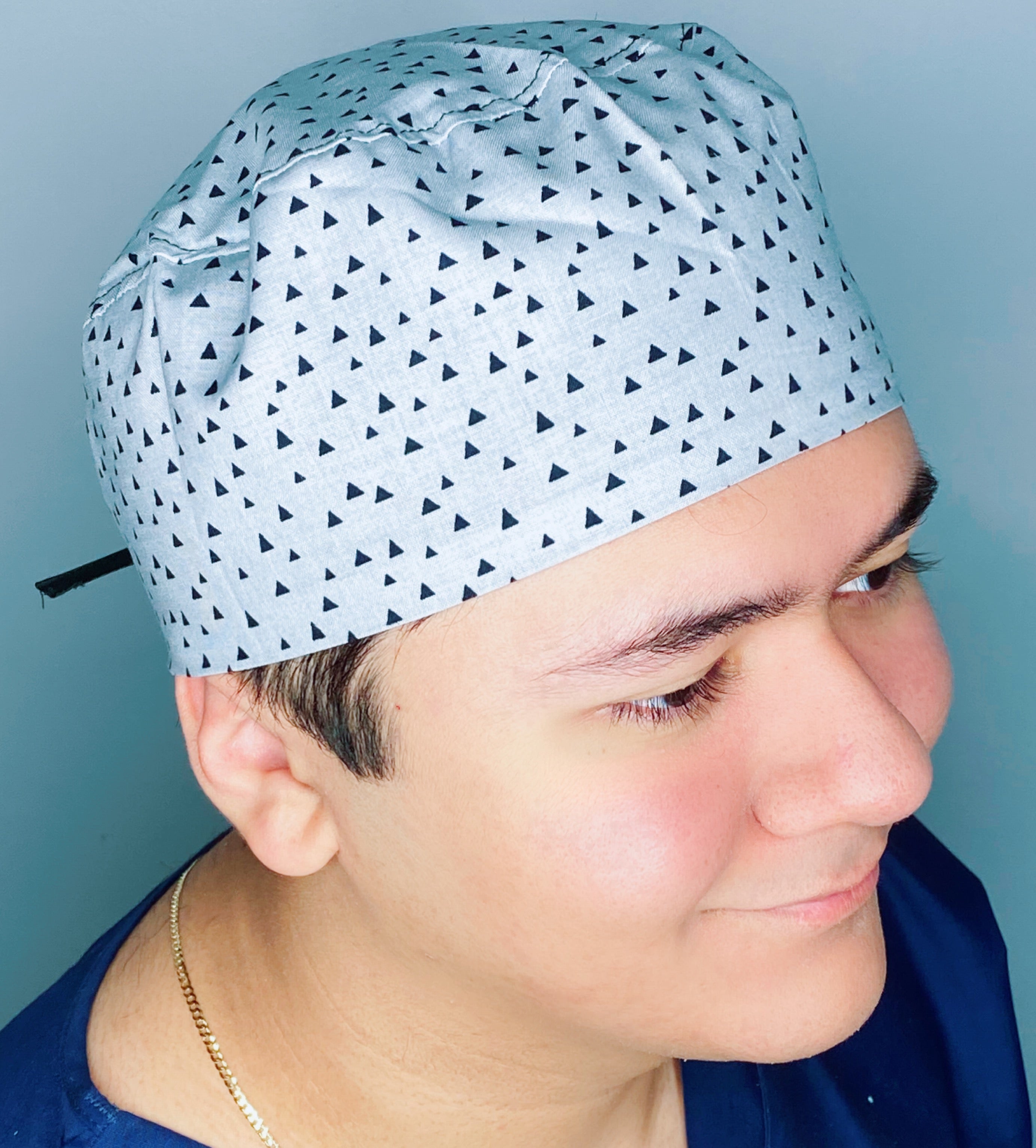 Black Small Triangles on Black Unisex Cute Scrub Cap