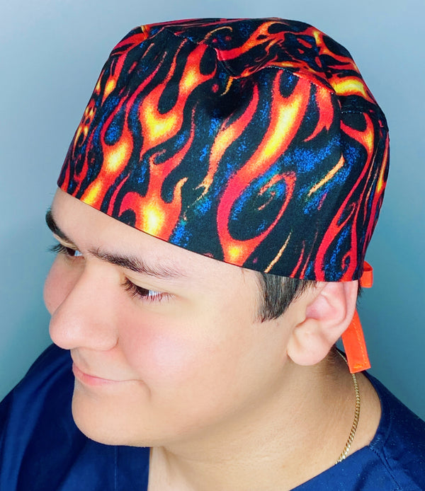 Bright Flames Design Unisex Cute Scrub Cap