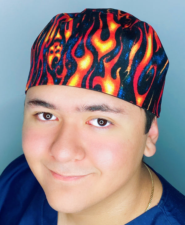 Bright Flames Design Unisex Cute Scrub Cap