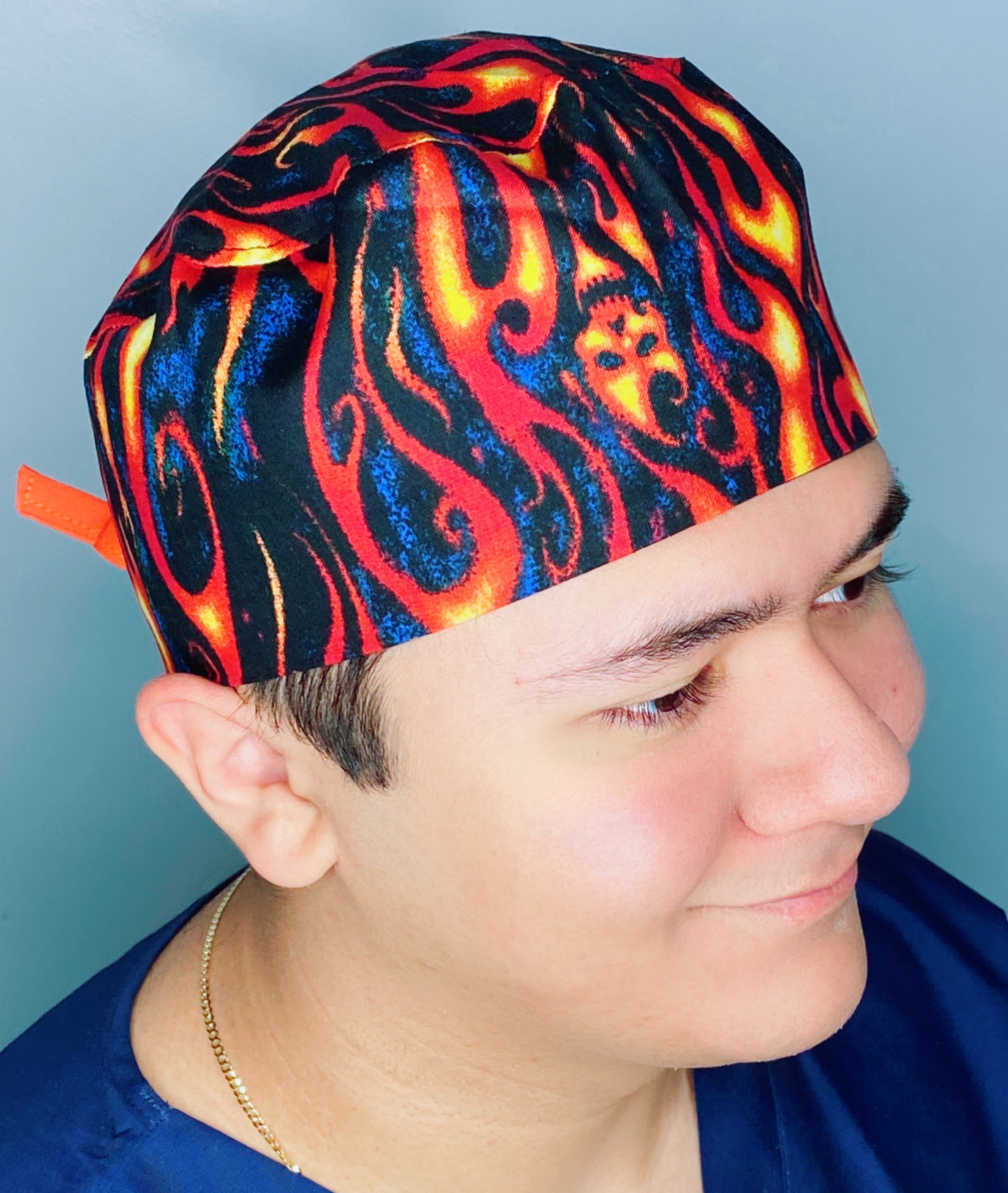 Bright Flames Design Unisex Cute Scrub Cap