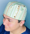 Polka Dots & Stripes on Light GreenUnisex Fancy Scrub Cap