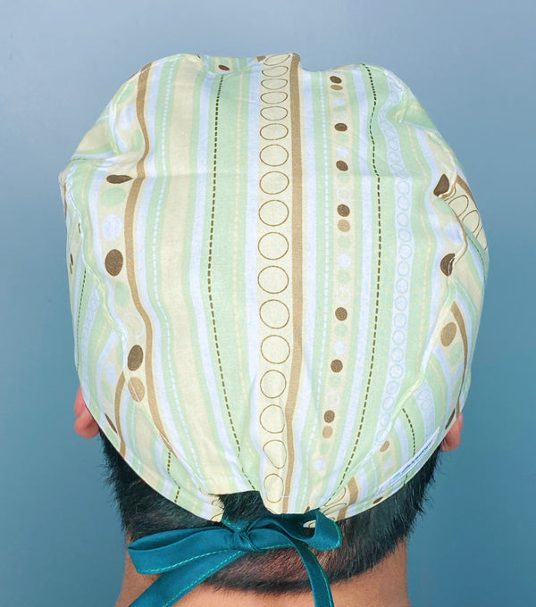 Polka Dots & Stripes on Light GreenUnisex Fancy Scrub Cap