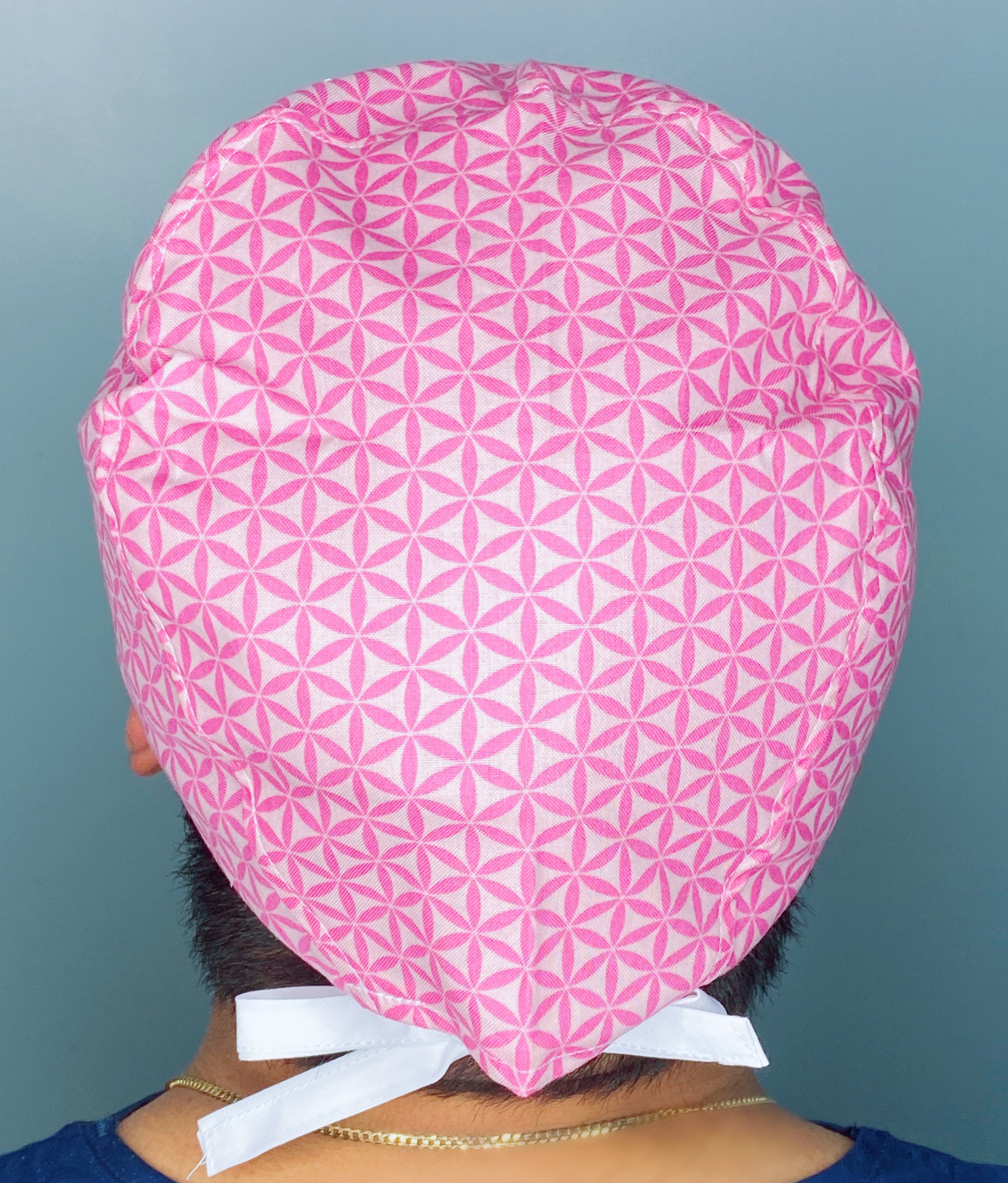 Pink Hexagon Shapes Arabesque Mandala Floral Design Unisex Cute Scrub Cap