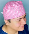 Pink Hexagon Shapes Arabesque Mandala Floral Design Unisex Cute Scrub Cap