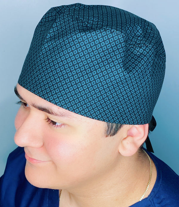 Small Geometric Shapes Dark Grey & Black Unisex Fancy Scrub Cap