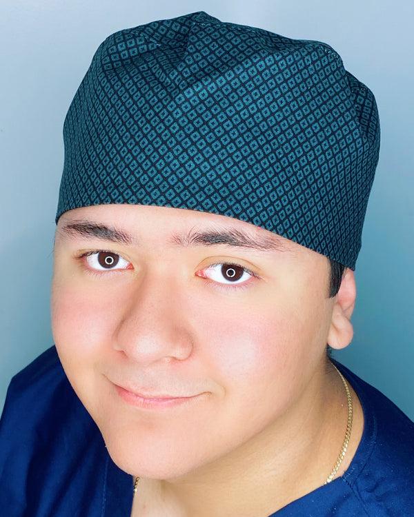 Small Geometric Shapes Dark Grey & Black Unisex Fancy Scrub Cap