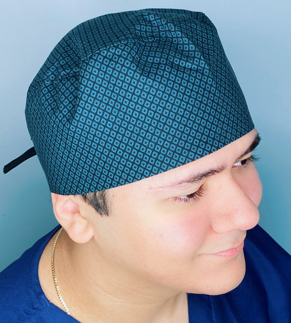 Small Geometric Shapes Dark Grey & Black Unisex Fancy Scrub Cap