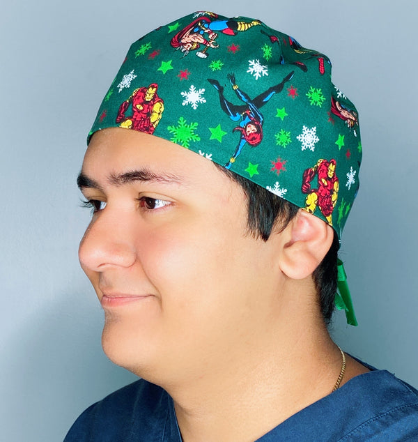 Earth's Mightiest Heroes Christmas/Winter themed Unisex Holiday Scrub Cap