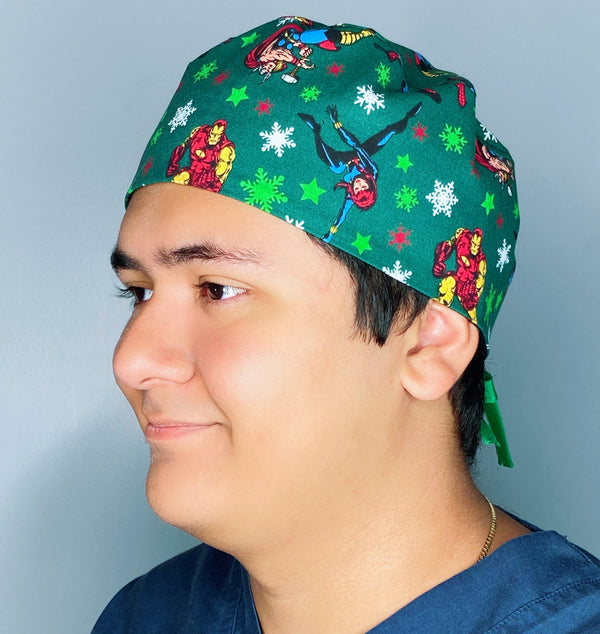 Earth's Mightiest Heroes Christmas/Winter themed Unisex Holiday Scrub Cap