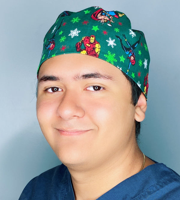 Earth's Mightiest Heroes Christmas/Winter themed Unisex Holiday Scrub Cap