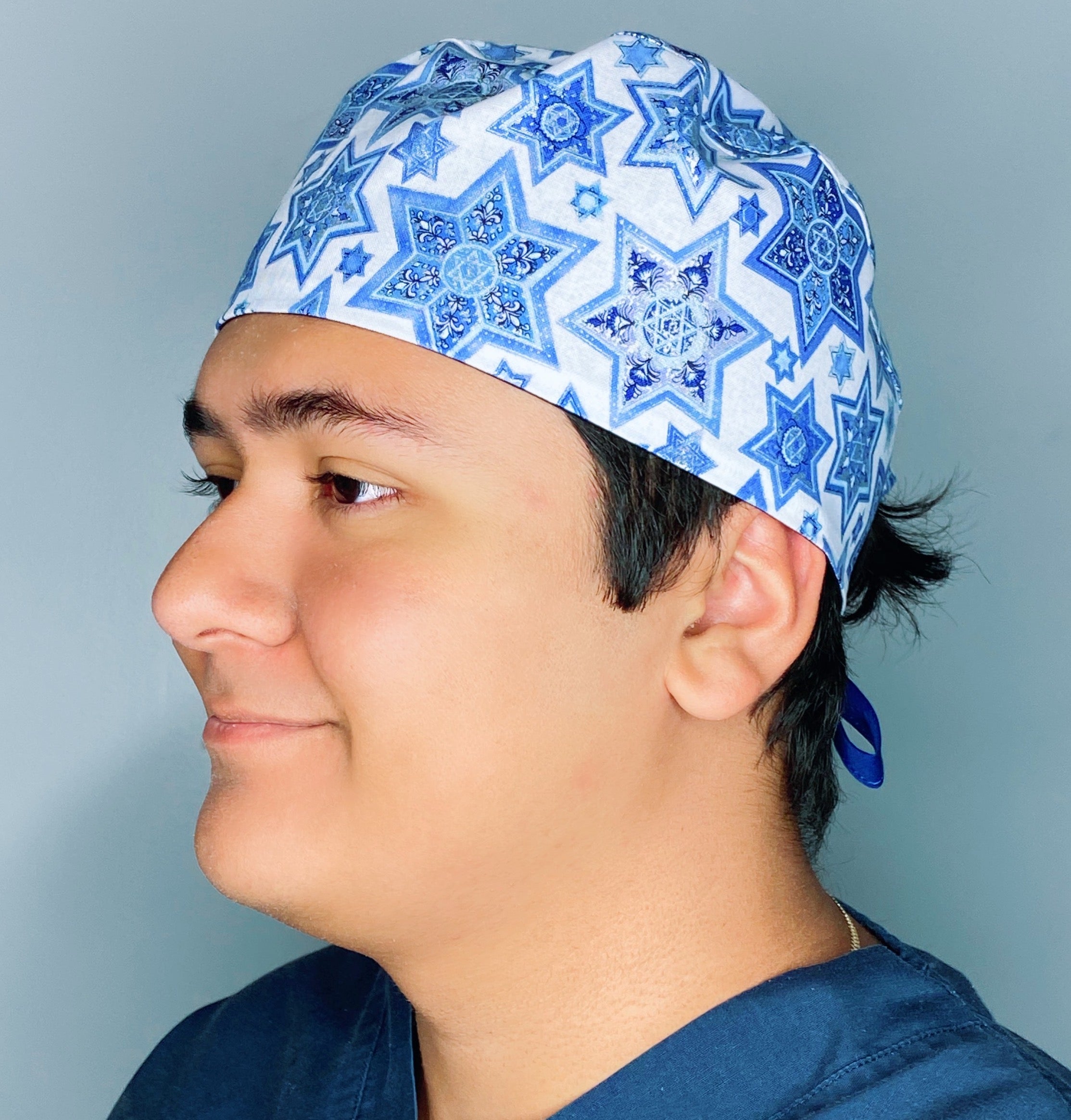 Star of David Metallic Silver Jewish themed Unisex Holiday Scrub Cap