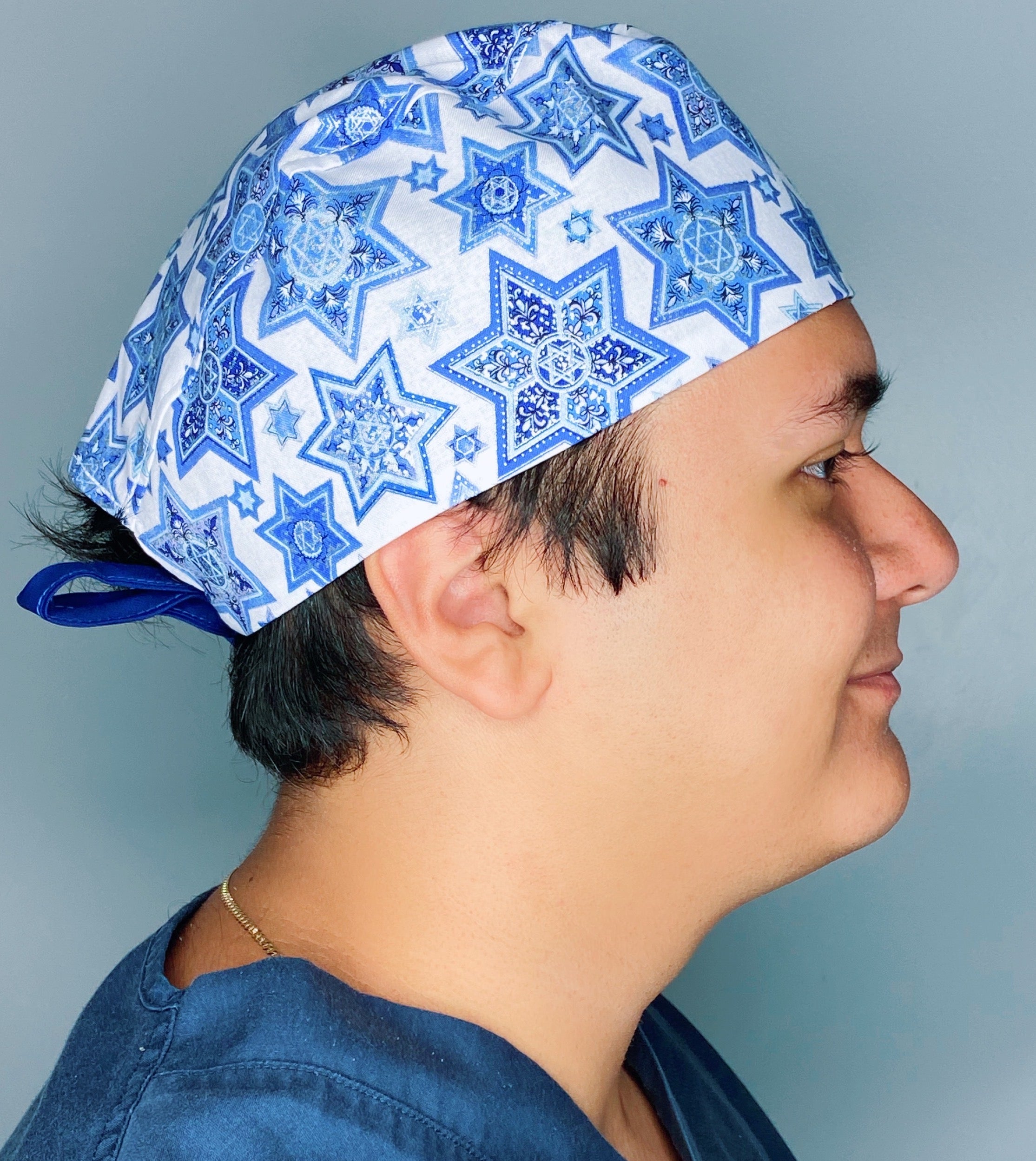 Star of David Metallic Silver Jewish themed Unisex Holiday Scrub Cap