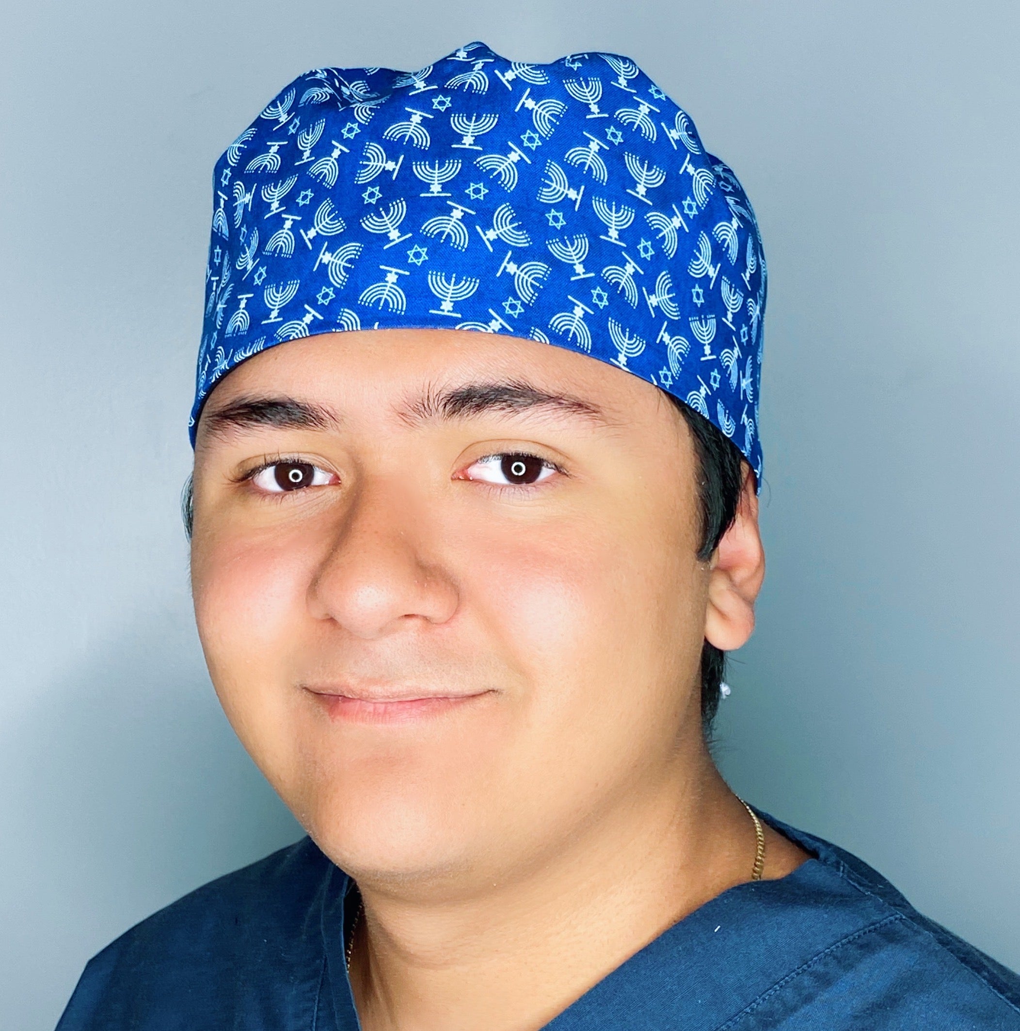 Hanukkah Menorah Star of David Jewish themed Unisex Holiday Scrub Cap