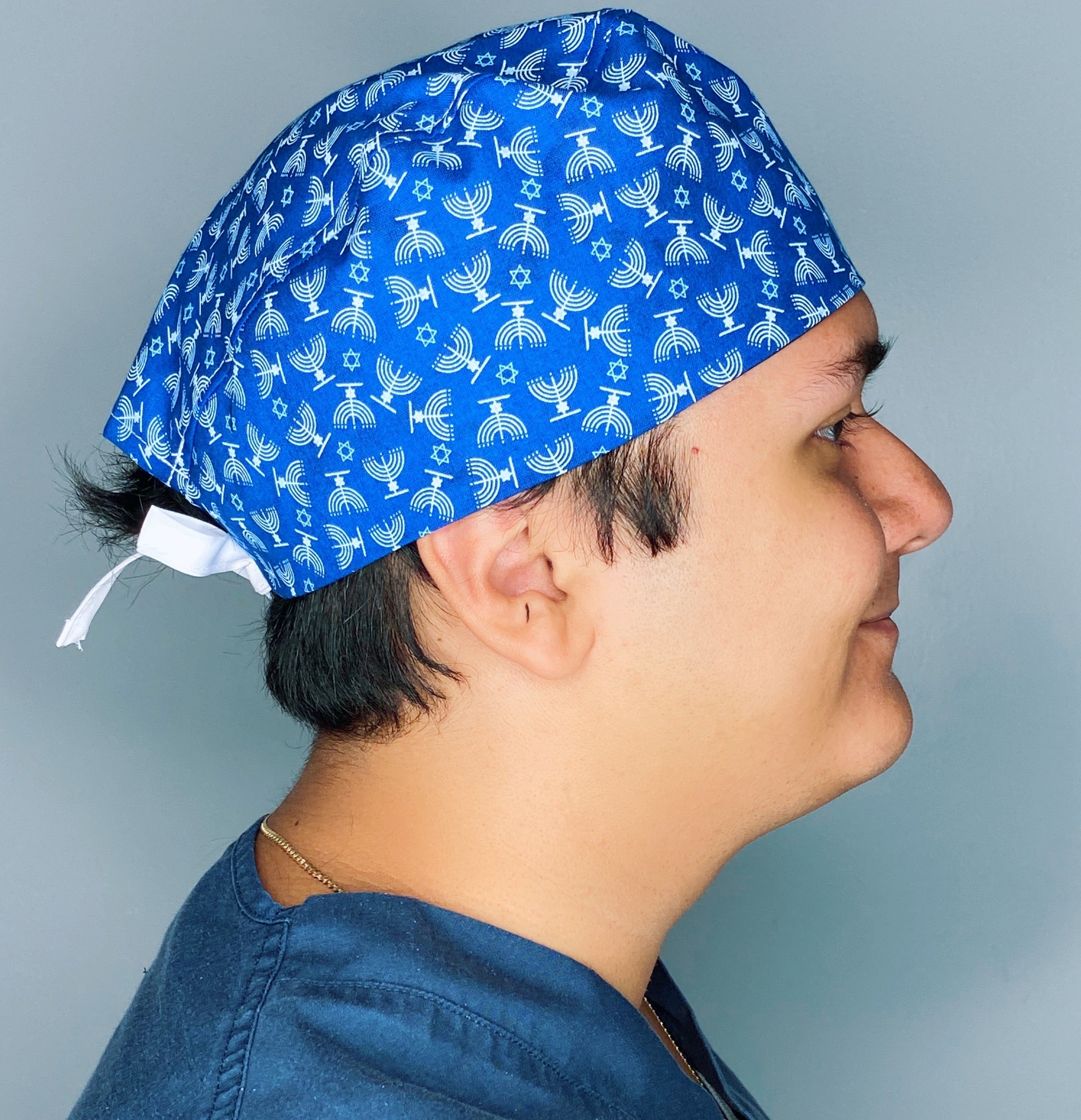 Hanukkah Menorah Star of David Jewish themed Unisex Holiday Scrub Cap