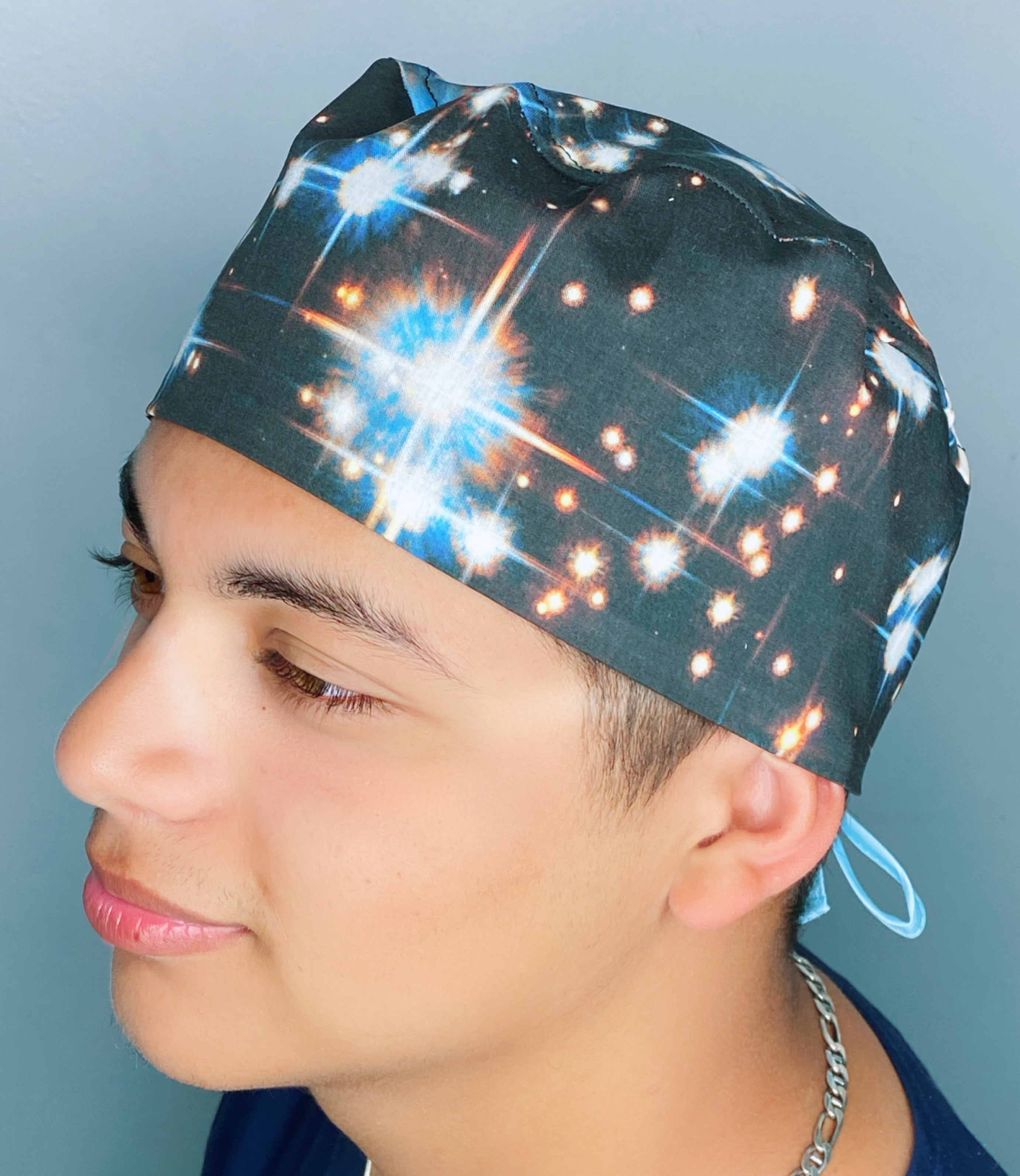 Black Star Galaxy Design Unisex Cute Scrub Cap