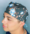 Black Star Galaxy Design Unisex Cute Scrub Cap