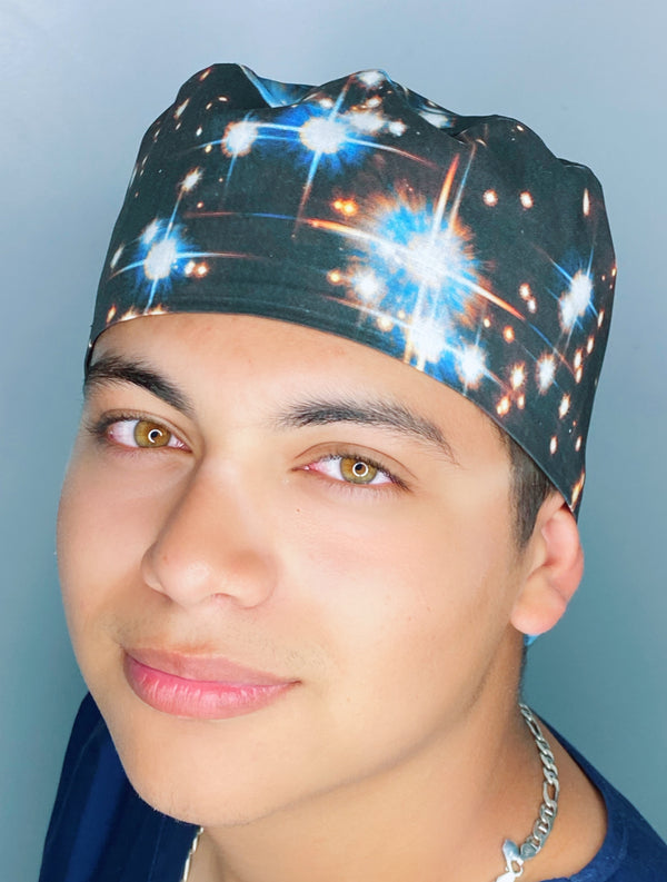 Black Star Galaxy Design Unisex Cute Scrub Cap