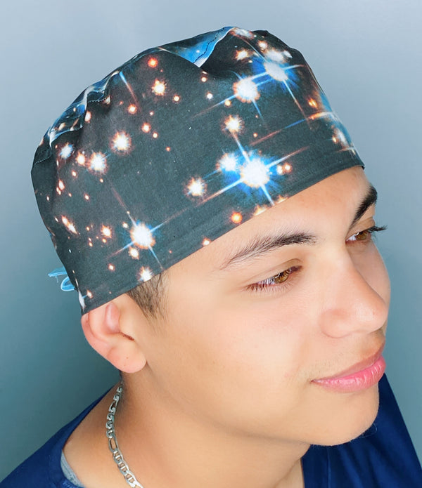 Black Star Galaxy Design Unisex Cute Scrub Cap