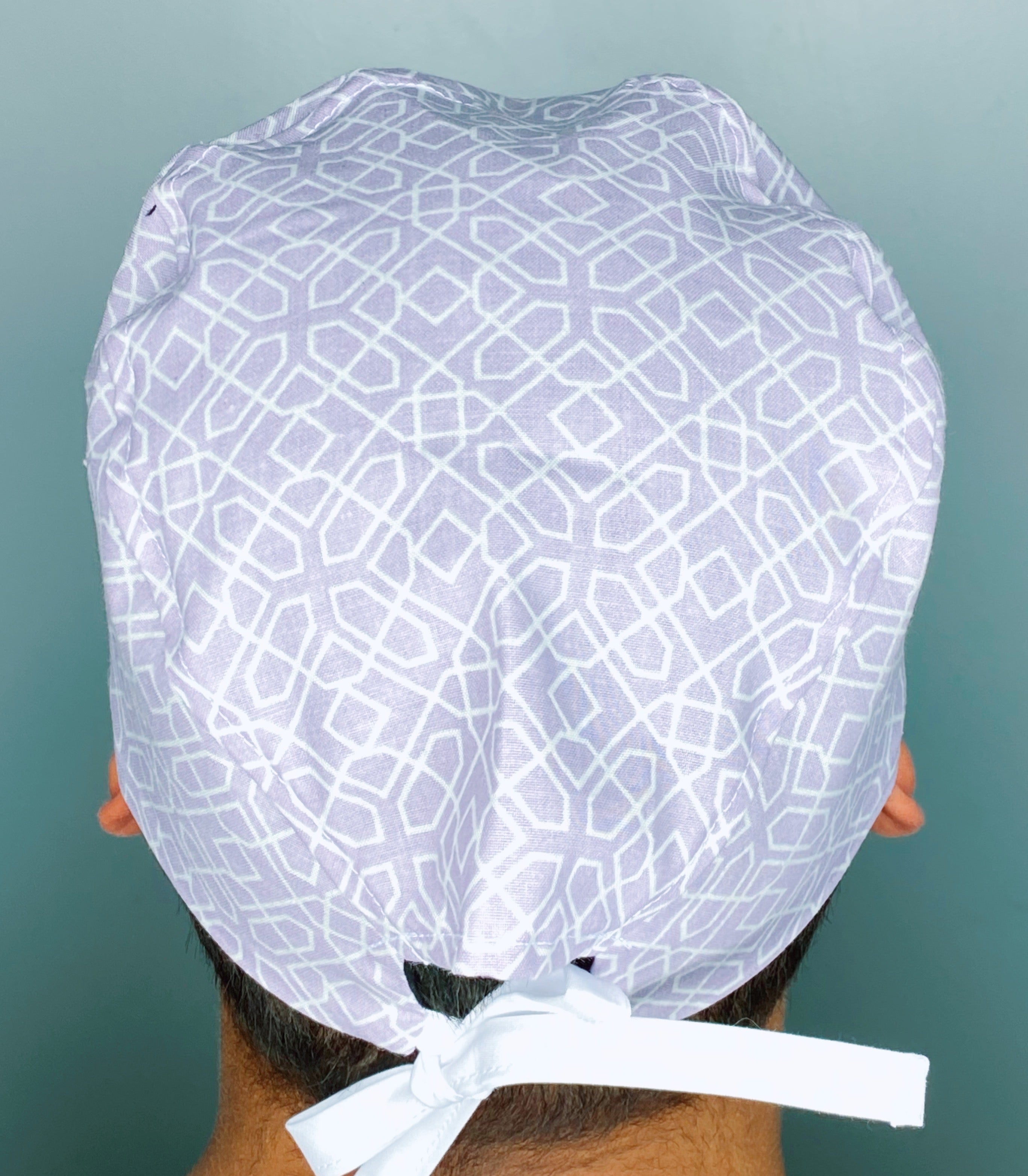 Lavender White Diamond Geometric Shape Design Unisex Cute Scrub Cap