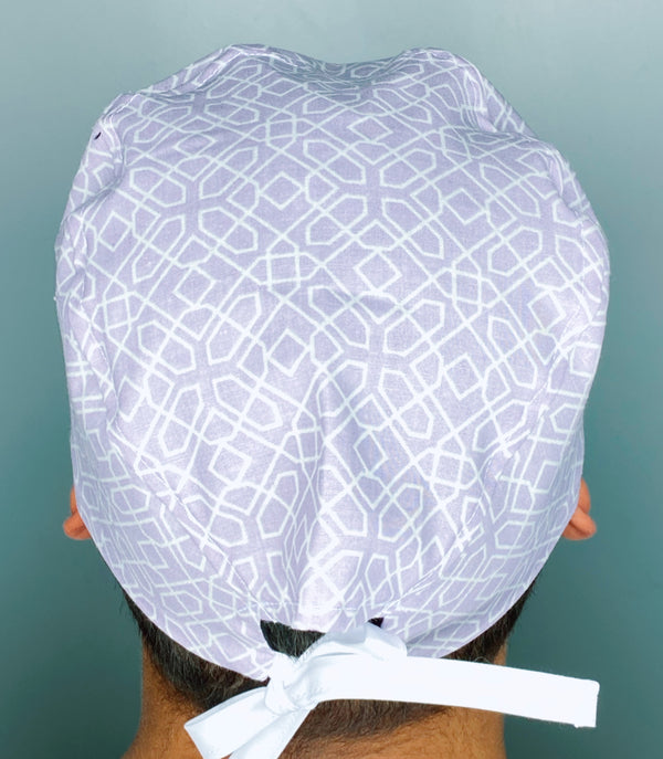 Lavender White Diamond Geometric Shape Design Unisex Cute Scrub Cap