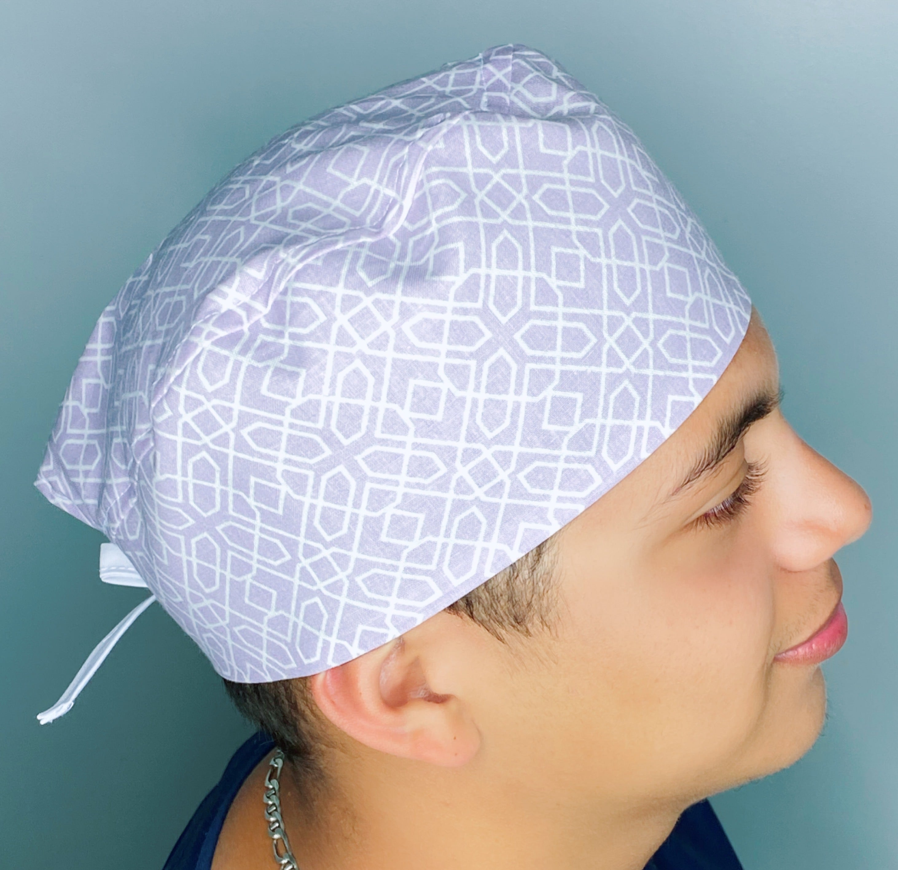 Lavender White Diamond Geometric Shape Design Unisex Cute Scrub Cap