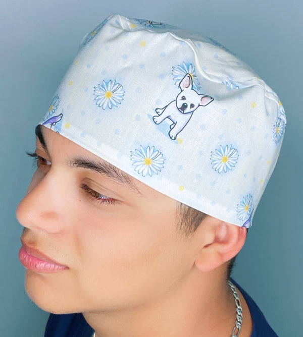 Frenchies & Daisies Unisex Animal Scrub Cap