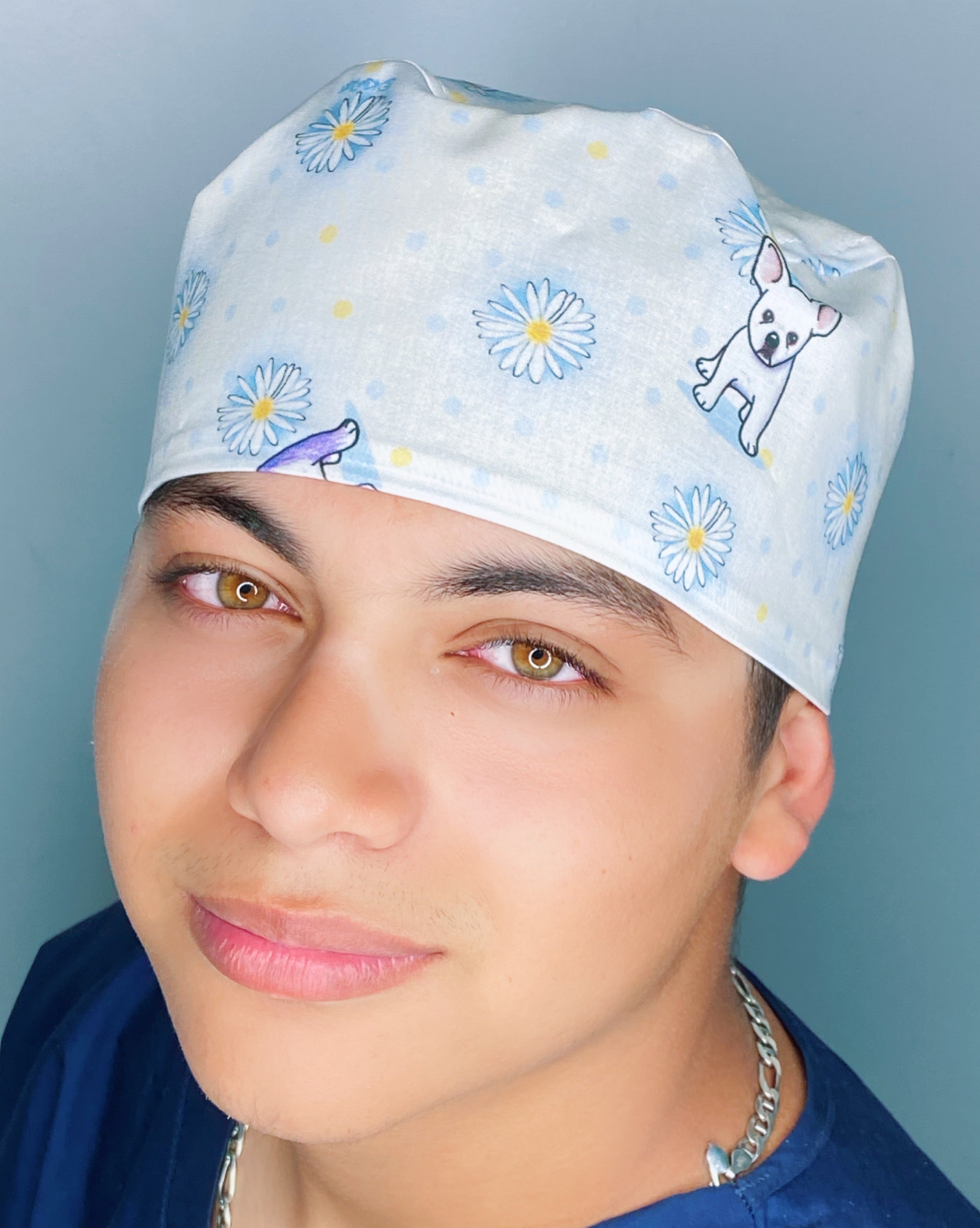 Frenchies & Daisies Unisex Animal Scrub Cap