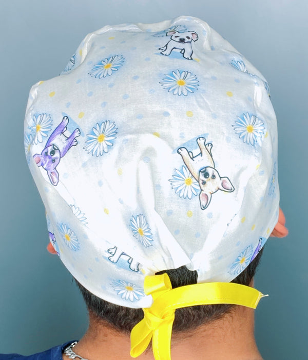 Frenchies & Daisies Unisex Animal Scrub Cap