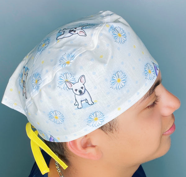 Frenchies & Daisies Unisex Animal Scrub Cap