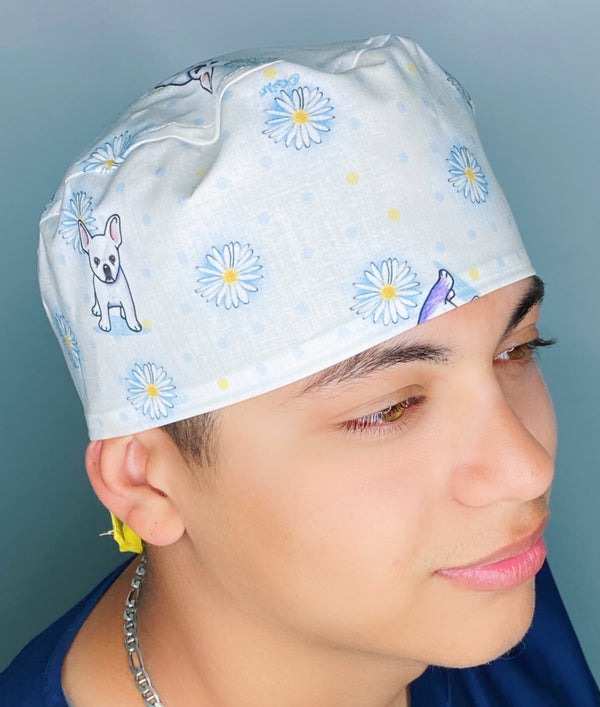 Frenchies & Daisies Unisex Animal Scrub Cap