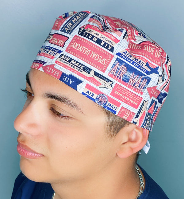 Air Mail Special Delivery Design Unisex Cute Scrub Cap