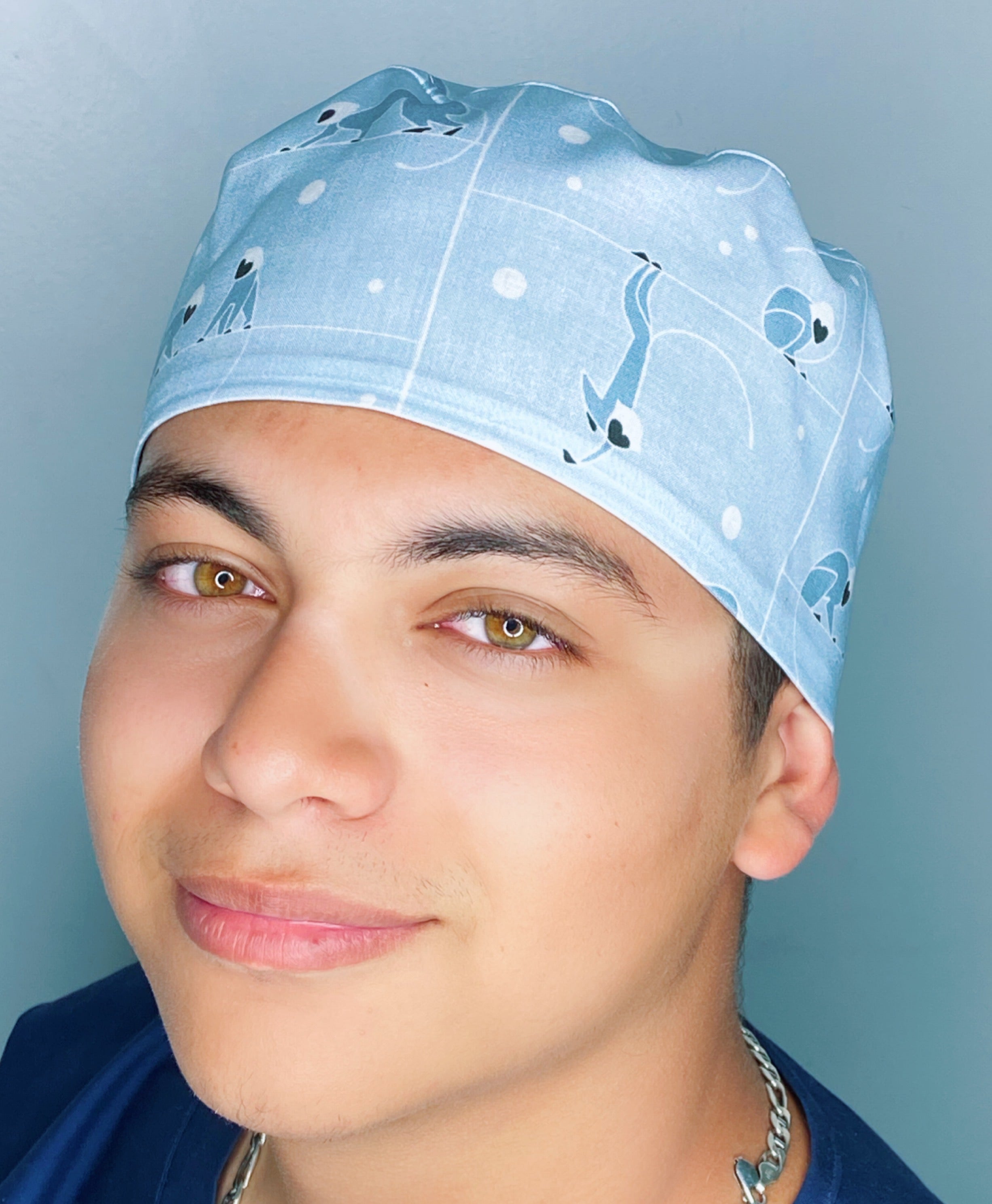 Cute Monkeys on Blue Unisex Animal Scrub Cap