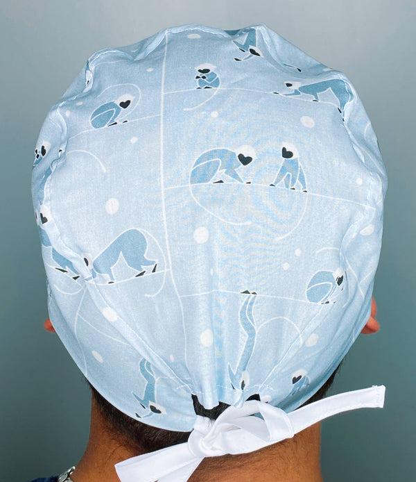 Cute Monkeys on Blue Unisex Animal Scrub Cap