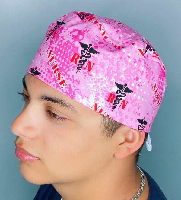 Pink Nurse Medical Snake Caduceus Unisex Medical Theme Scrub Cap