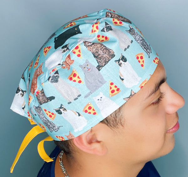 Cats & Pizza Animals Unisex Animal Scrub Cap