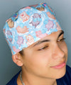 Flying Chunky Pigs on White Unisex Animal Scrub Cap