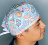 Flying Chunky Pigs on White Unisex Animal Scrub Cap