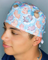 Flying Chunky Pigs on White Unisex Animal Scrub Cap