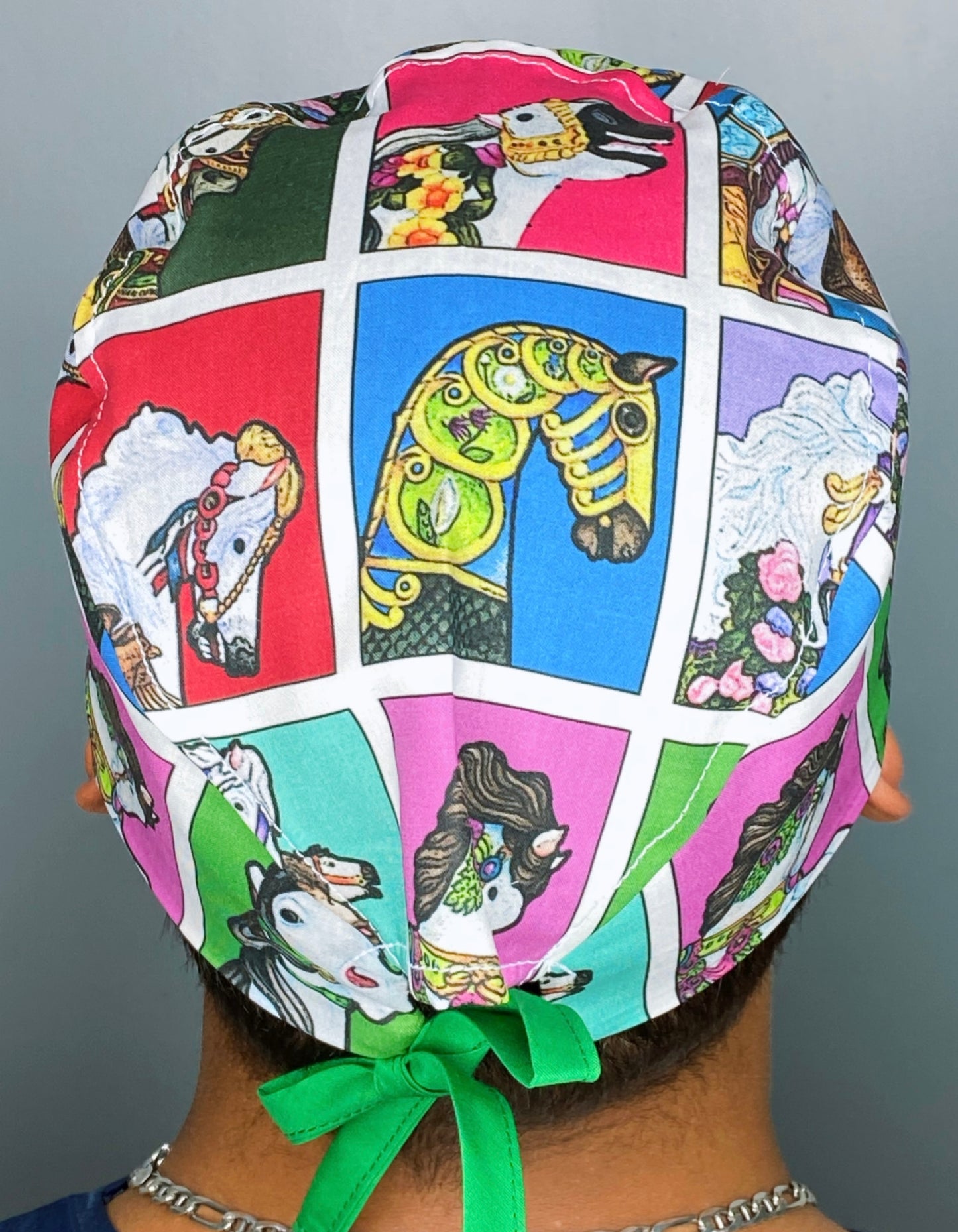 Colorful Carousel Horses Unisex Animal Scrub Cap