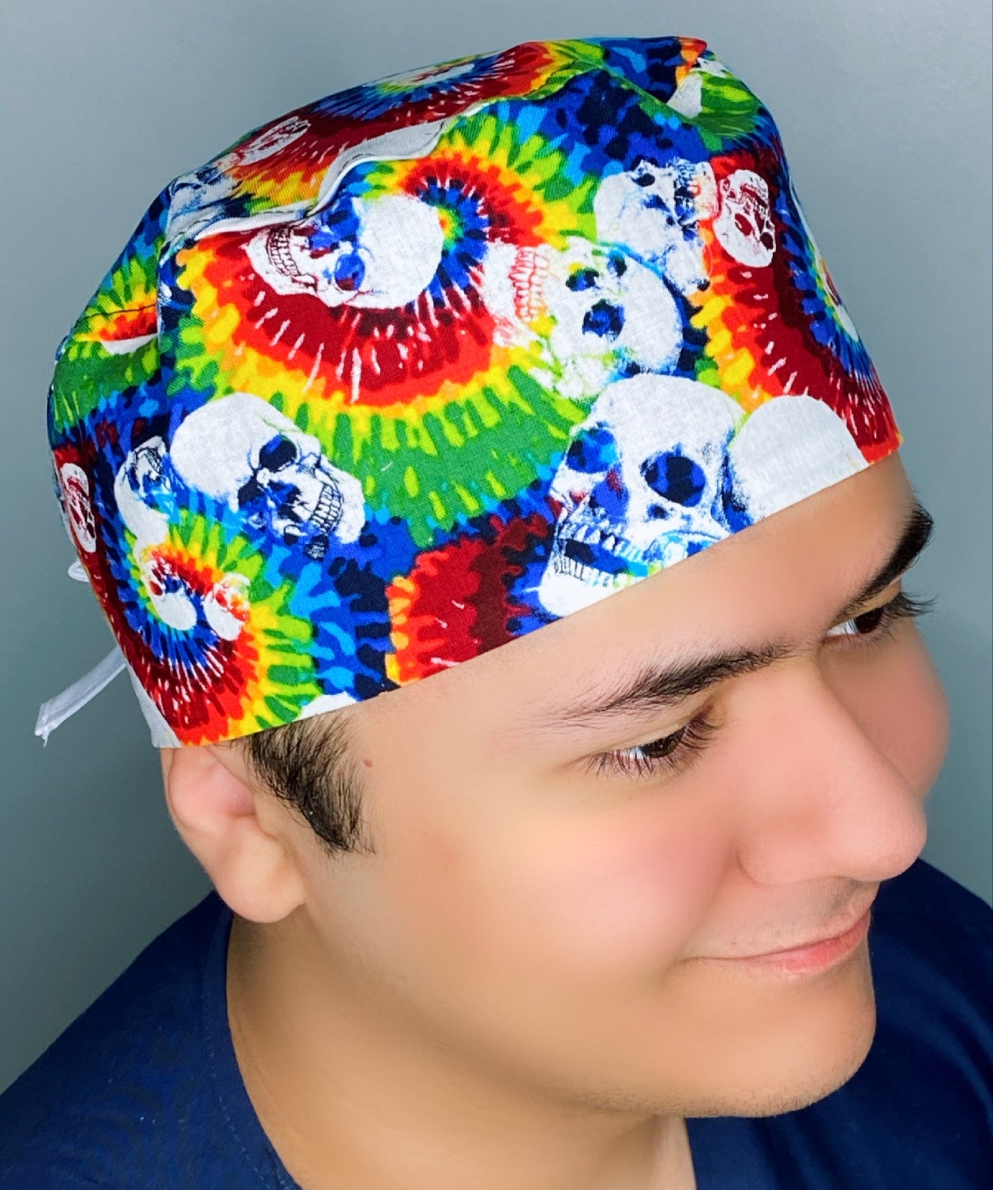 Colorful Tie Dye Skulls Design Unisex Cute Scrub Cap