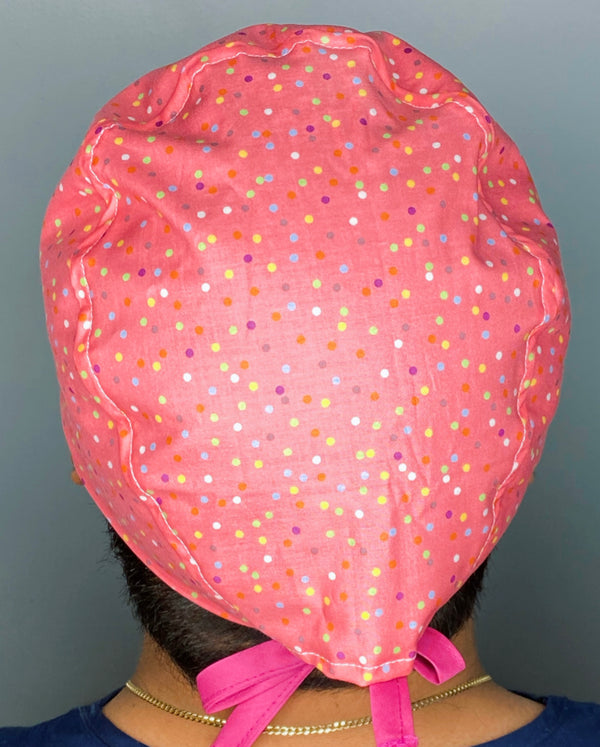 Small Polka Dots on Pink Unisex Fancy Scrub Cap