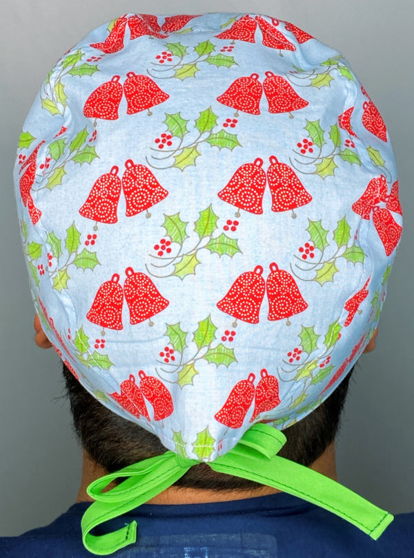 Bells & Mistletoes Christmas/Winter themed Unisex Holiday Scrub Cap