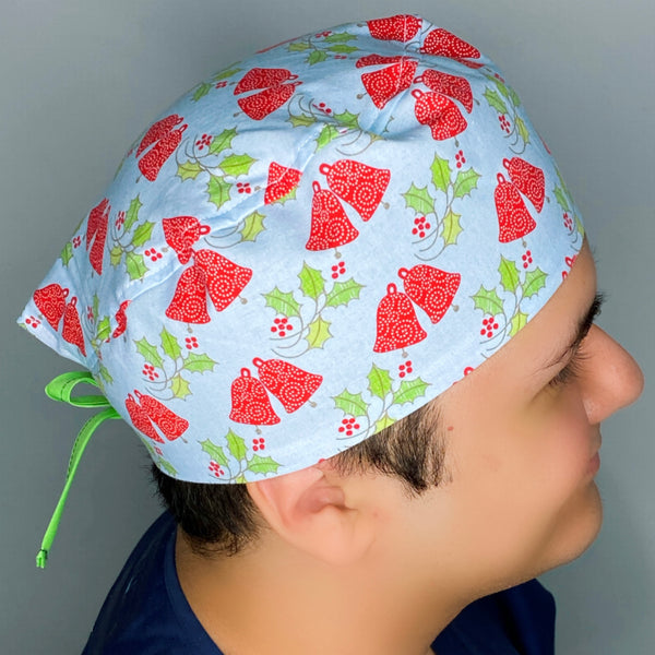 Bells & Mistletoes Christmas/Winter themed Unisex Holiday Scrub Cap