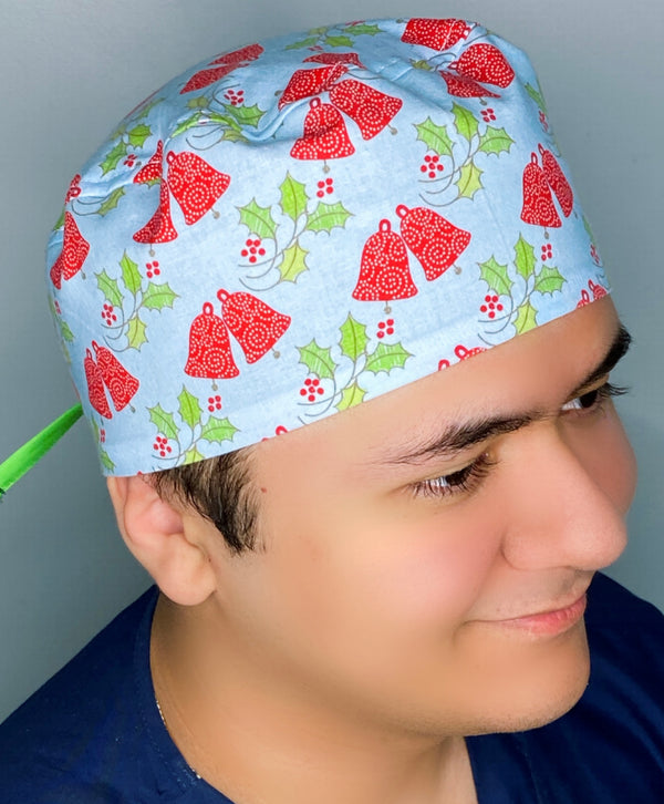 Bells & Mistletoes Christmas/Winter themed Unisex Holiday Scrub Cap