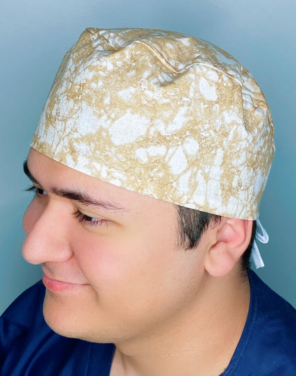 Tie Dye Beige Glitter Design Unisex Cute Scrub Cap