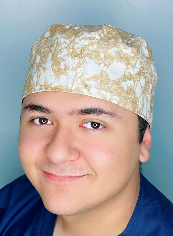 Tie Dye Beige Glitter Design Unisex Cute Scrub Cap