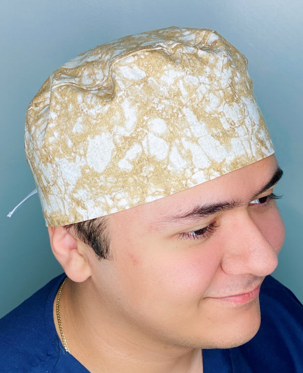 Tie Dye Beige Glitter Design Unisex Cute Scrub Cap