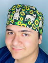 Frenchies & Sunflowers Unisex Animal Scrub Cap