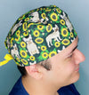 Frenchies & Sunflowers Unisex Animal Scrub Cap